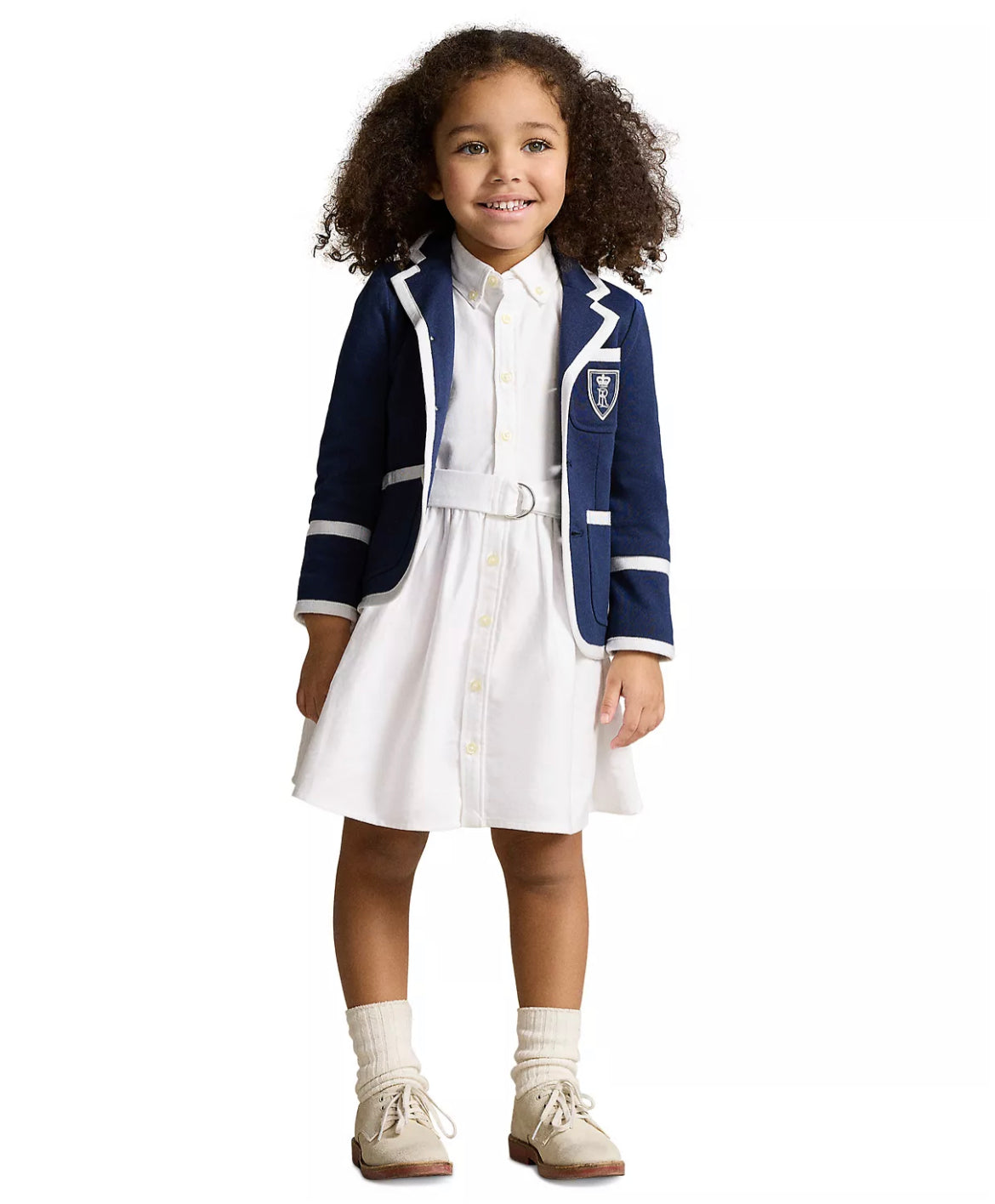 Girls Belted Cotton Oxford Shirtdress