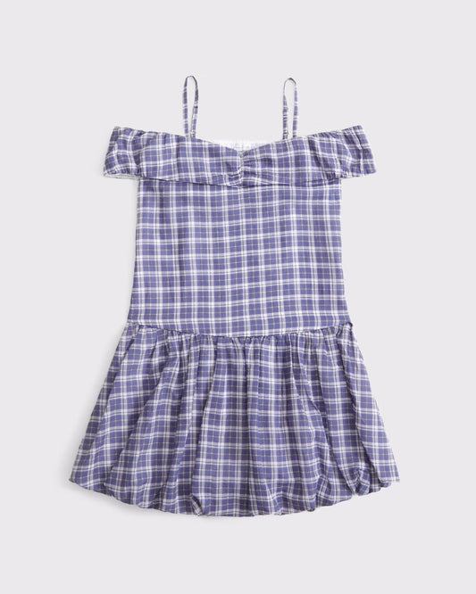 Girls Drop-waist Bubble Hem Mini Dress