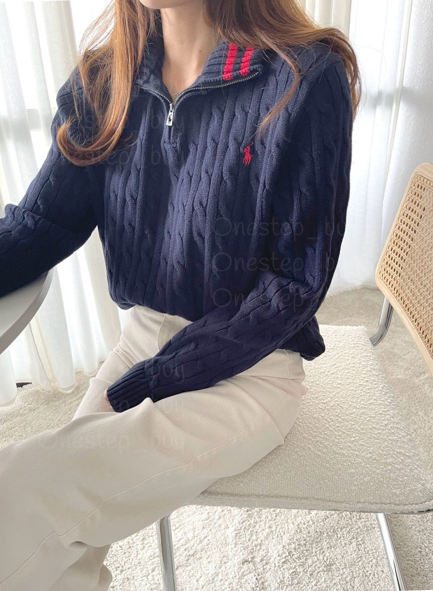 Big Boys Cable-Knit Cotton Quarter-Zip Sweater