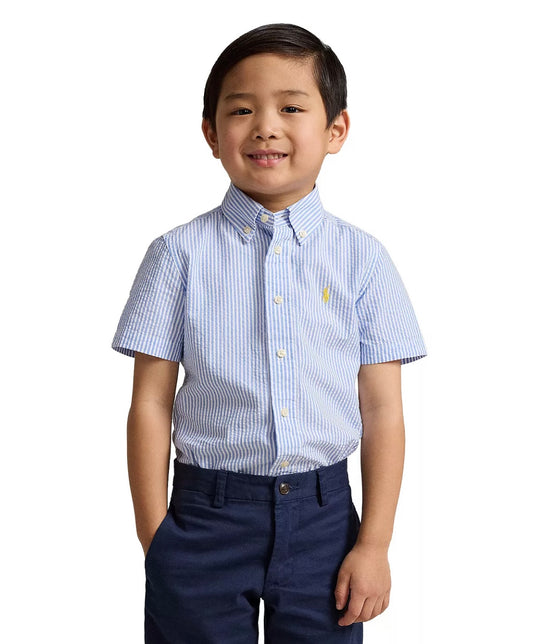Boys Seersucker Short Sleeve Shirt