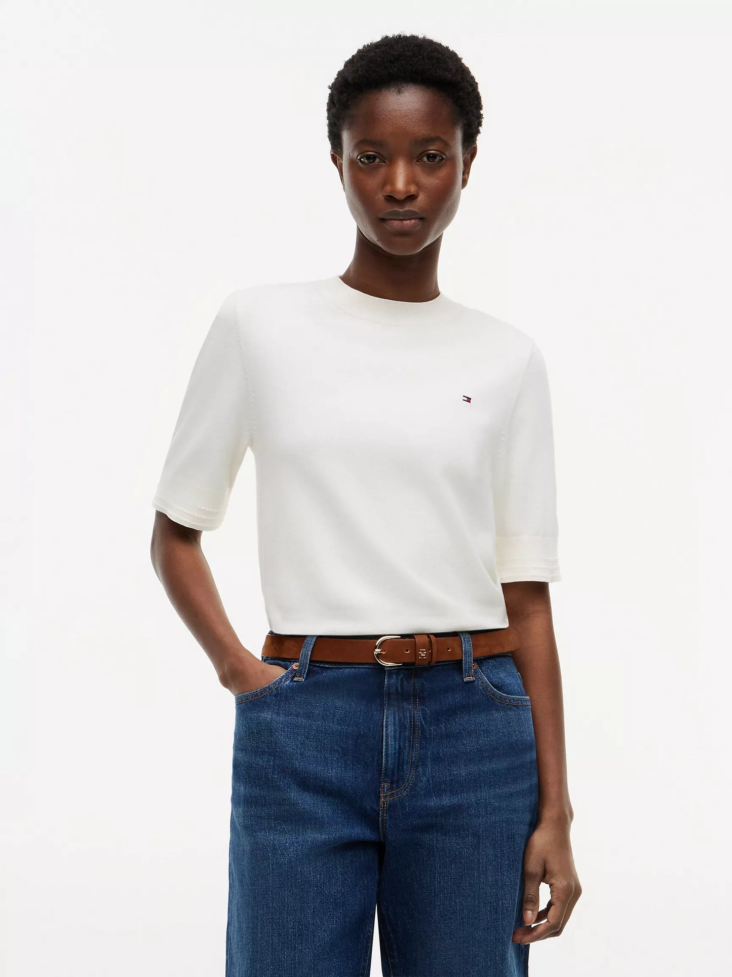 Tommy Short-Sleeve Crewneck Sweater