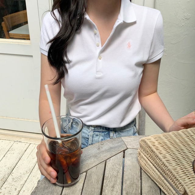 Girls Stretch Mesh Polo Shirt
