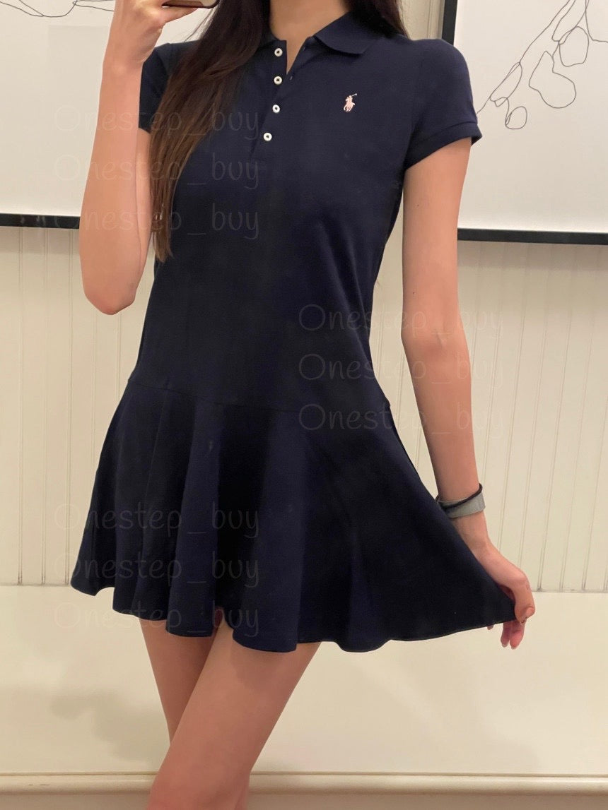 Girls Stretch Mesh Polo Dress