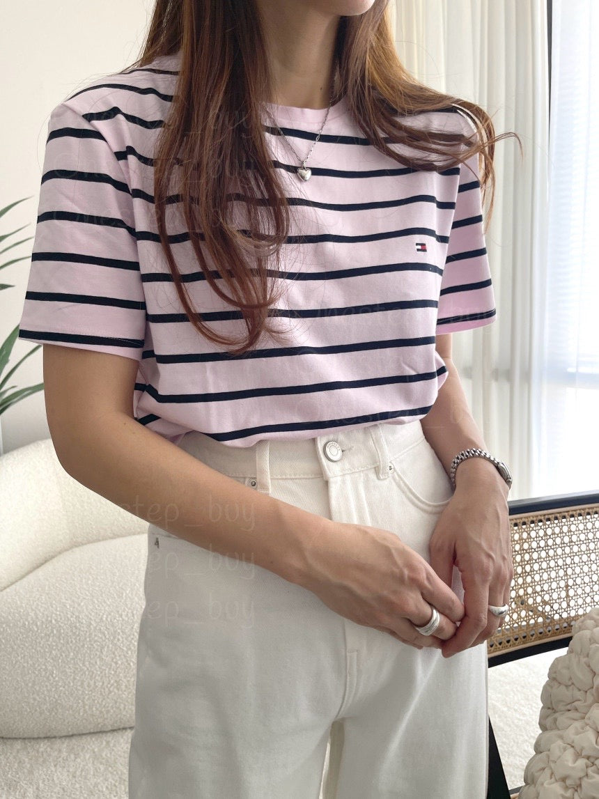 Men Slim Fit Stripe Crewneck Tee