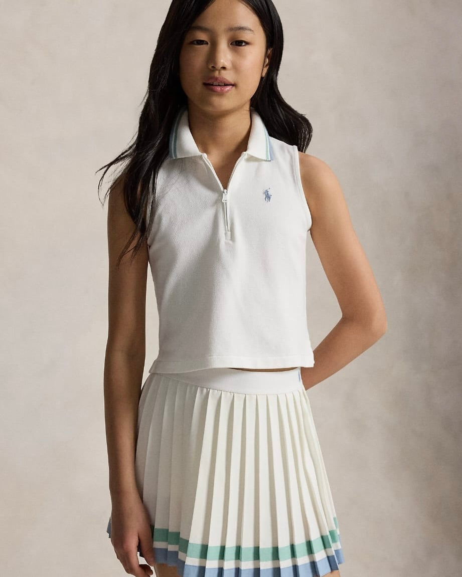 Big Girls Stretch Mesh Half-Zip Boxy Polo Shirt