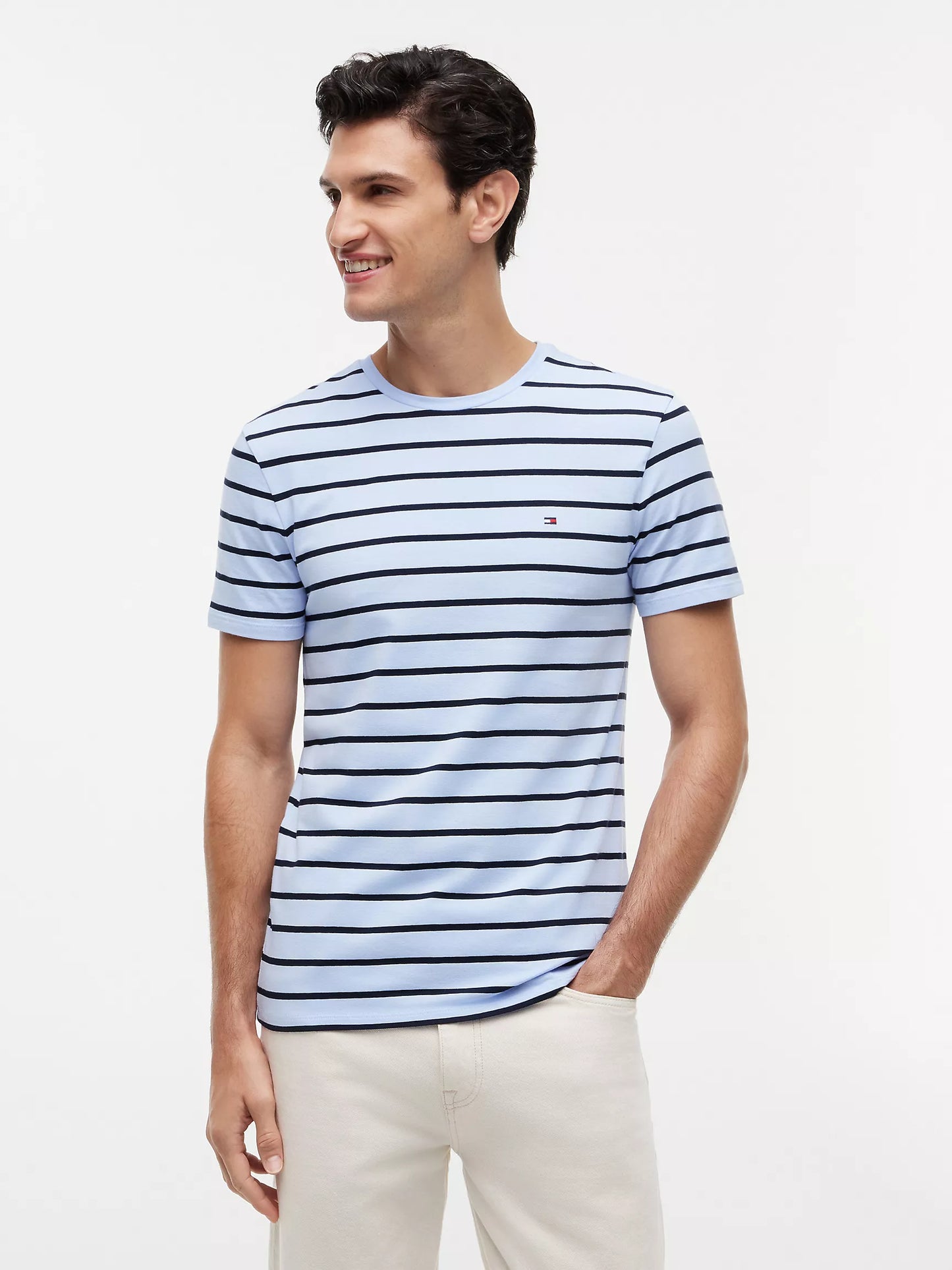 Men Slim Fit Stripe Crewneck Tee
