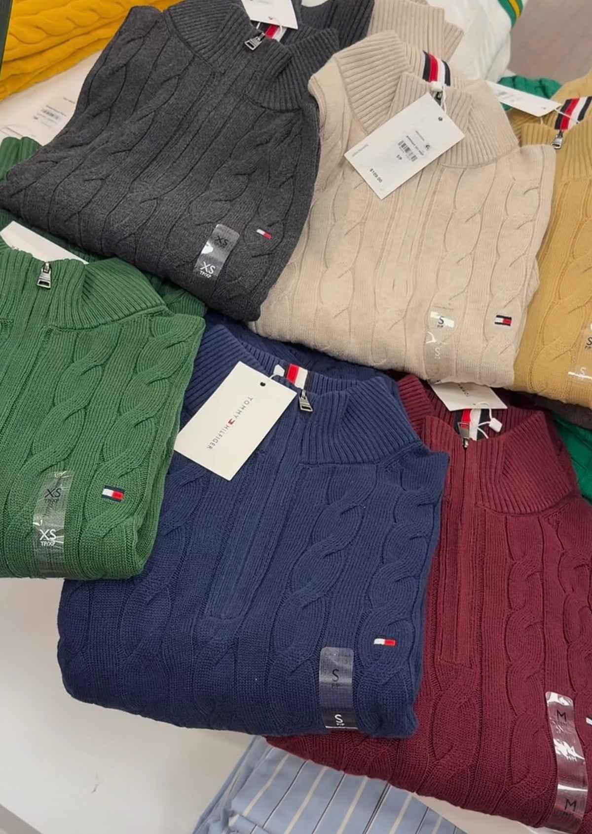 Men Cable Knit Quarter-Zip Sweater