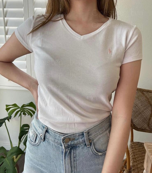 Girls Cotton Jersey Vneck  Tee