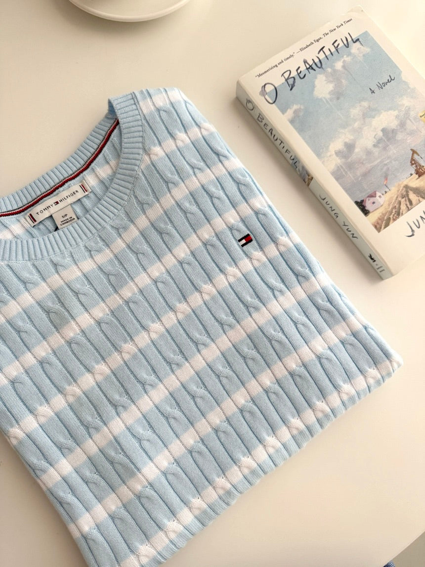 Tommy Short-Sleeve Cable Knit Sweater