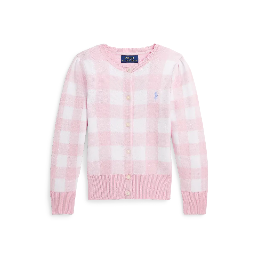 Girls Gingham Cotton Cardigan