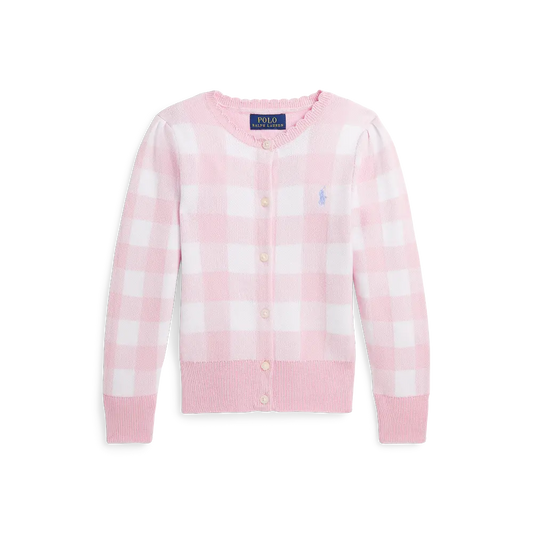 Girls Gingham Cotton Cardigan