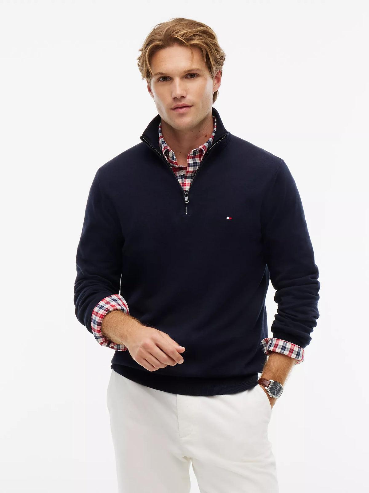 Men Solid Quarter-Zip Sweater