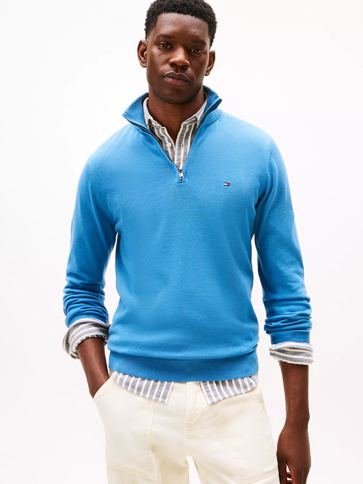 Men Solid Quarter-Zip Sweater