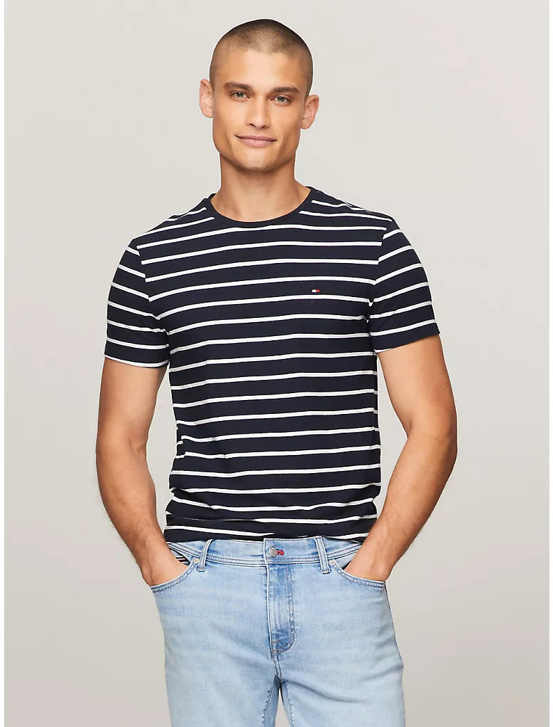 Men Slim Fit Stripe Crewneck Tee
