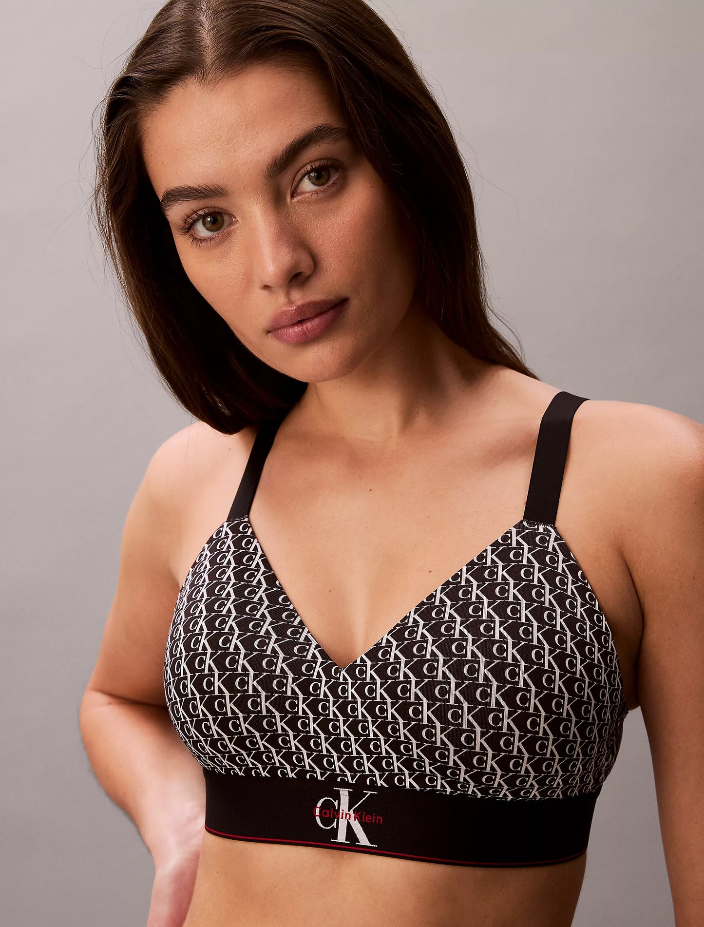 Women Graphic Monogram Microfiber Stretch Lightly Lined Bralette