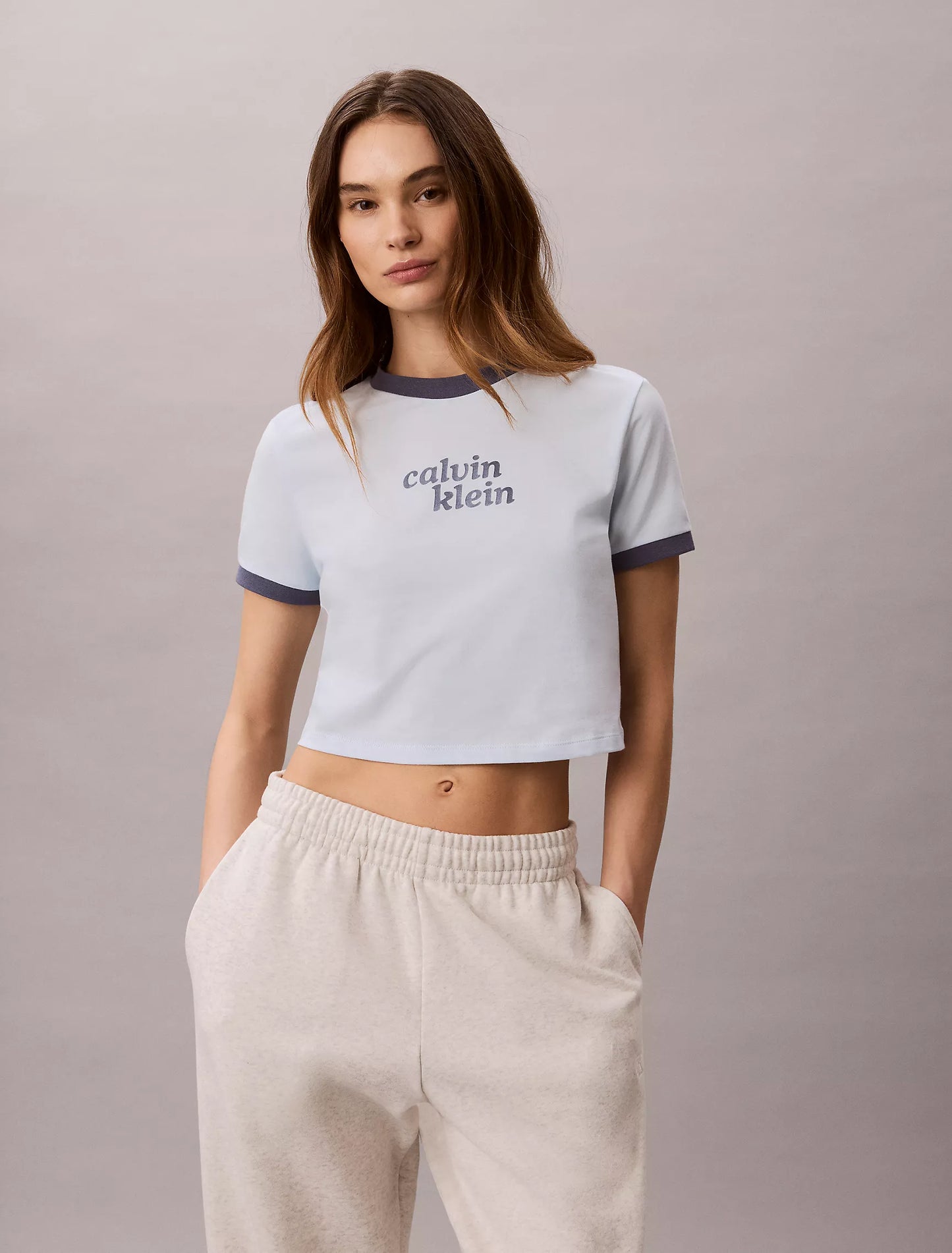 Women Logo Graphic Cropped Ringer Tee