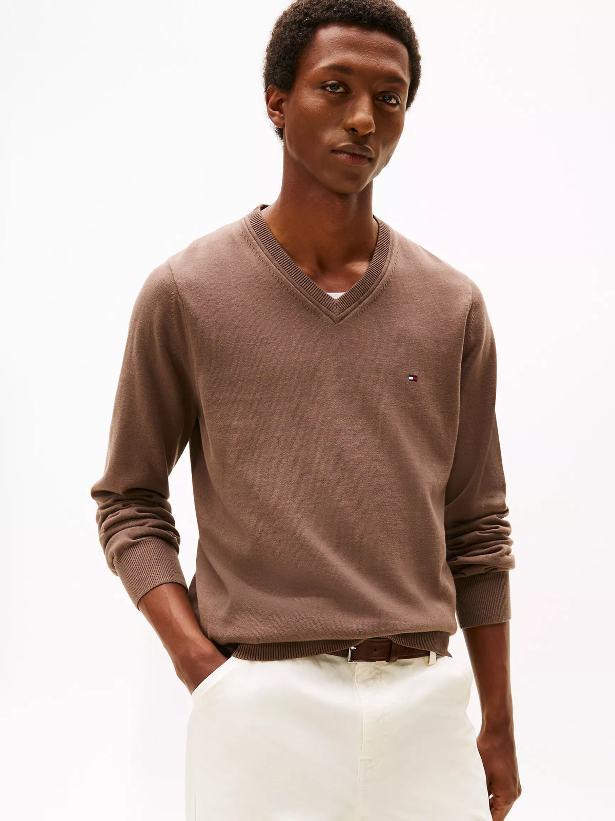 Men Solid V-Neck Sweater