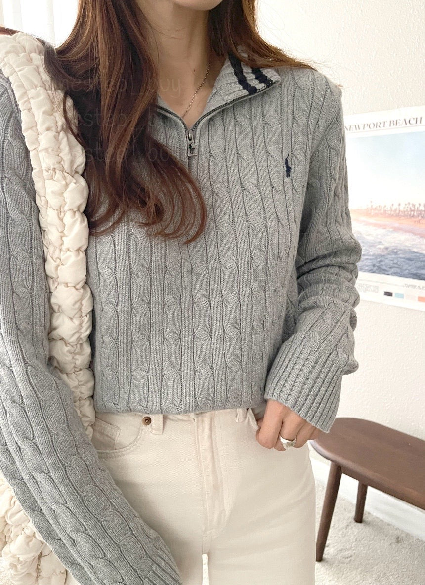 Big Boys Cable-Knit Cotton Quarter-Zip Sweater