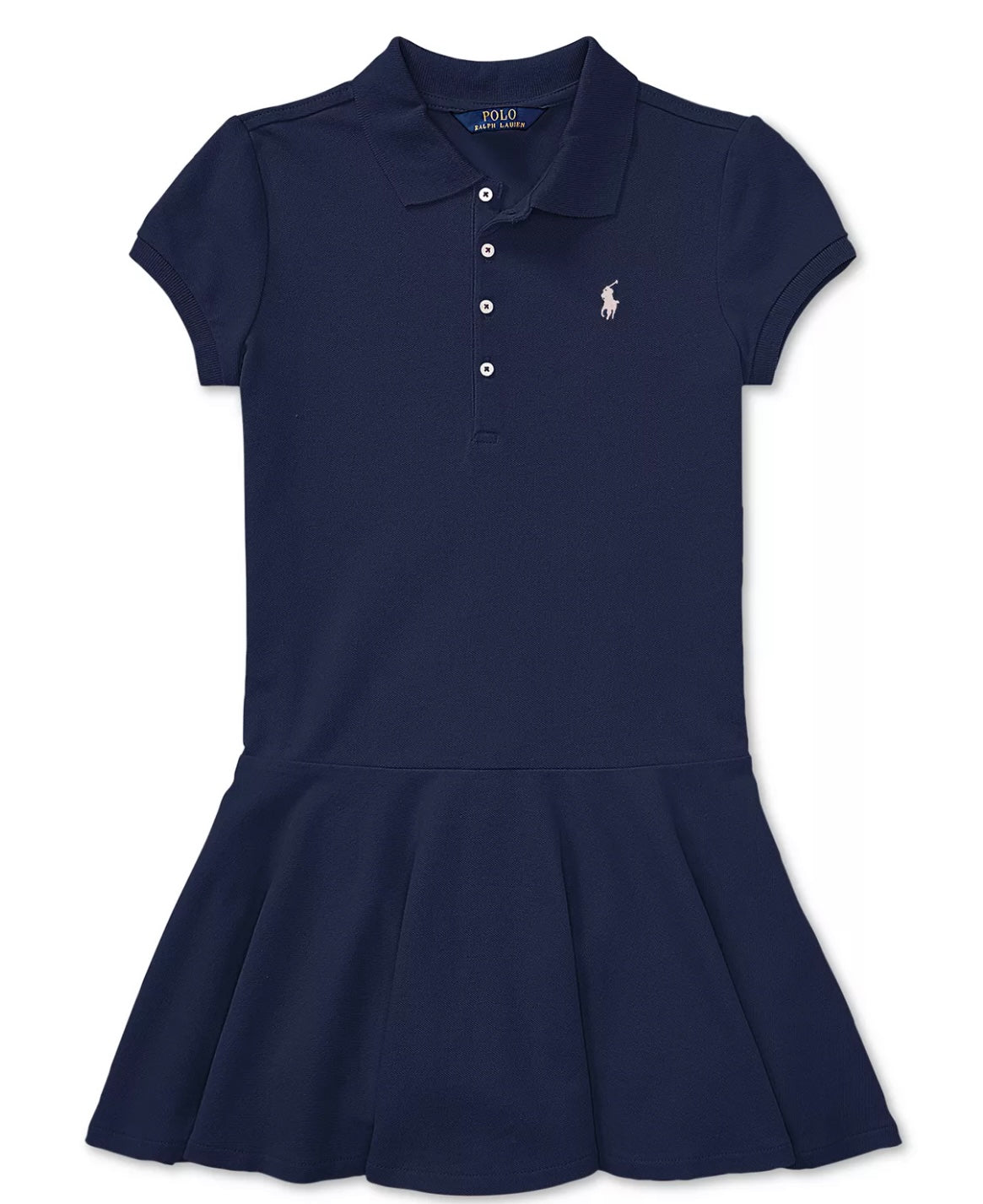 Girls Cotton Mesh Stretch Polo Dress
