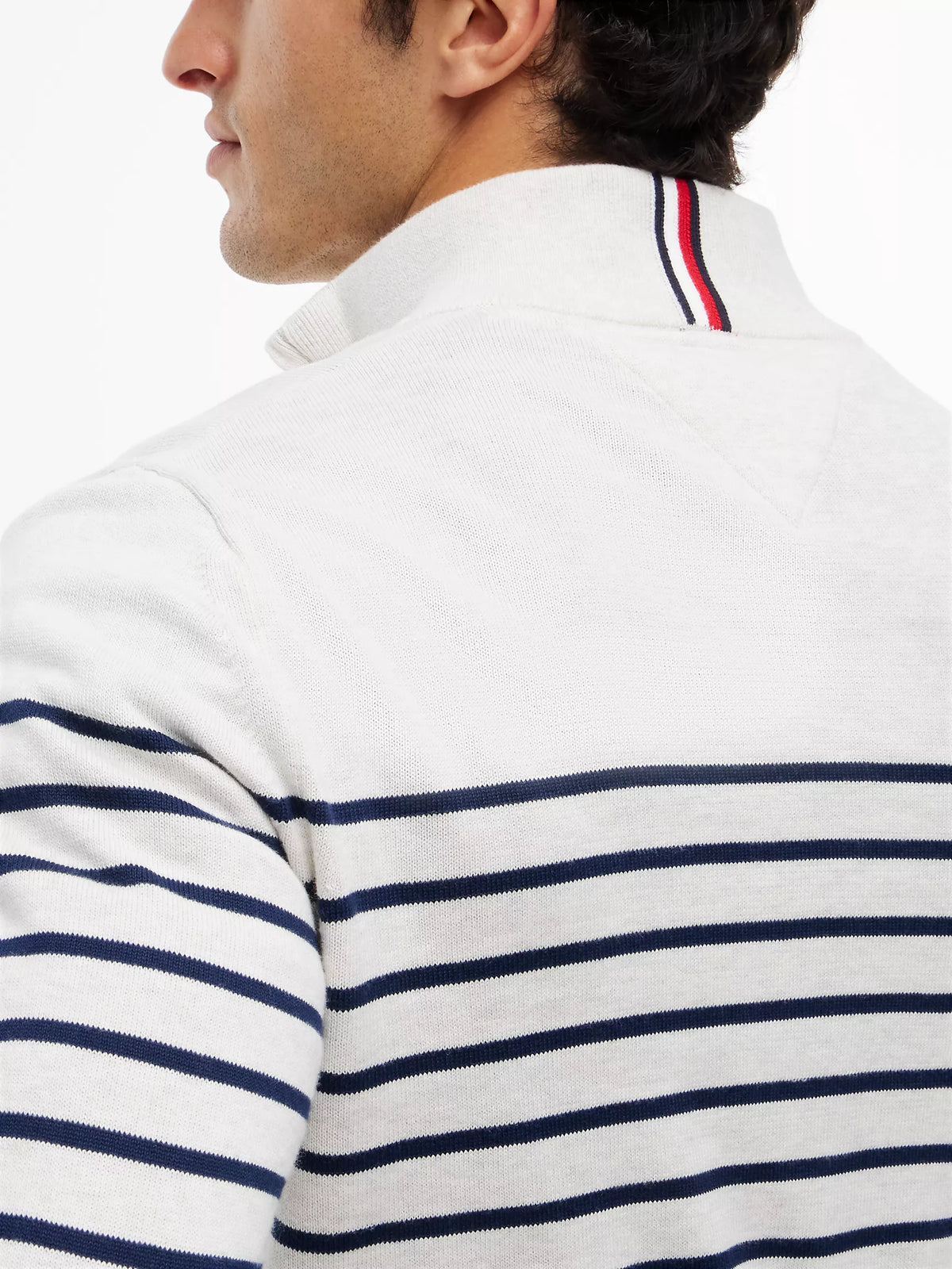 Men Striped Quarter-Zip Sweater