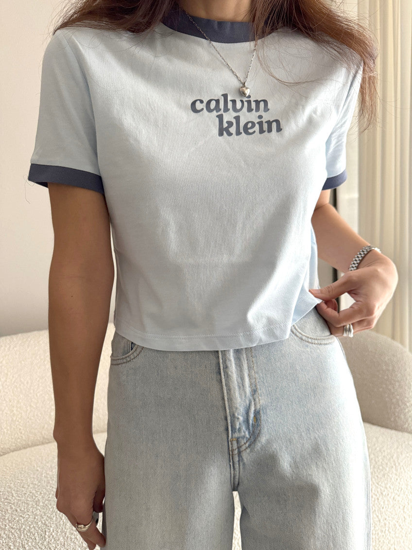 Women Logo Graphic Cropped Ringer Tee