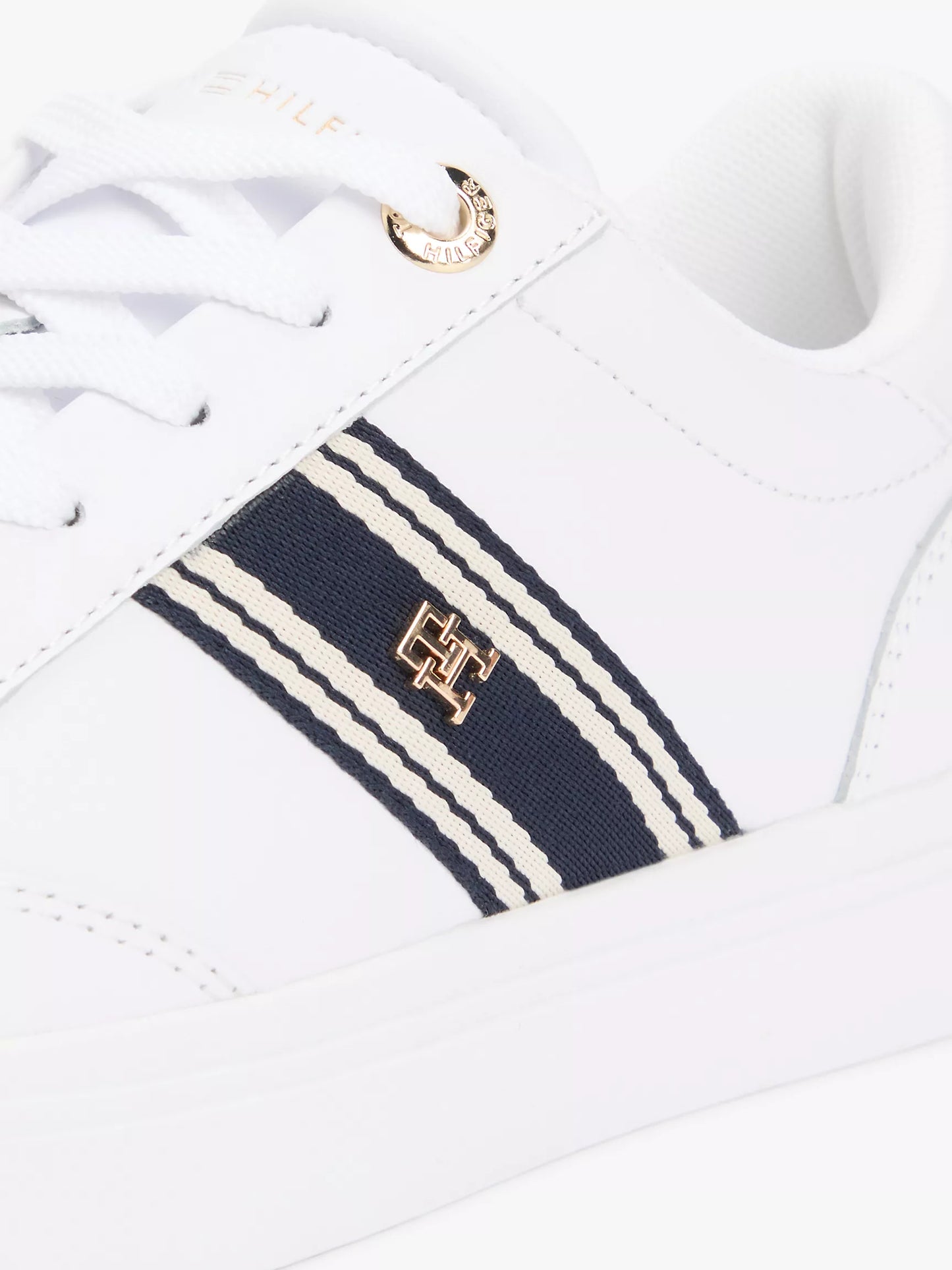Women Webbing Stripe Leather Cupsole Sneaker