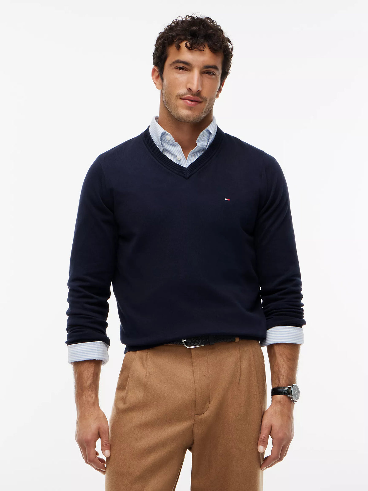 Men Solid V-Neck Sweater