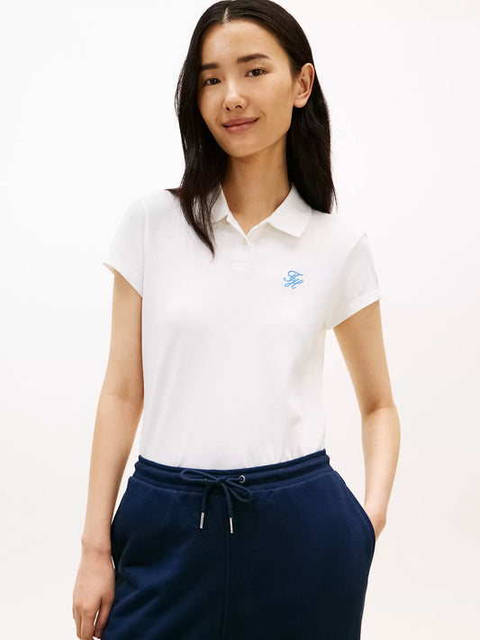 Tommy Slim Fit Script Monogram Stretch Polo