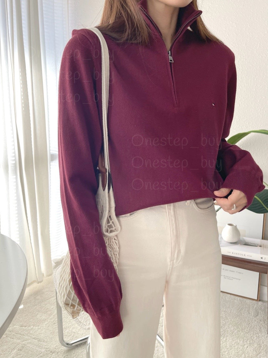 Men Solid Quarter-Zip Sweater