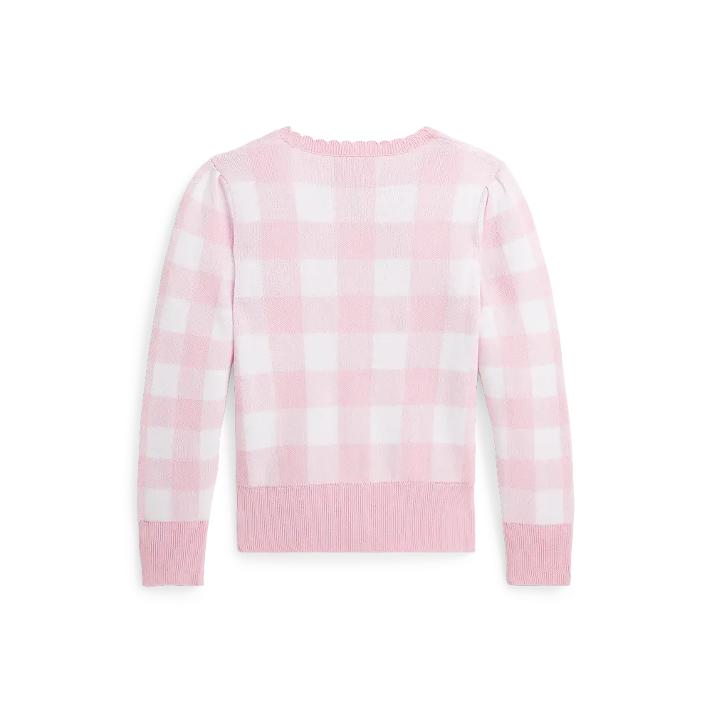 Girls Gingham Cotton Cardigan