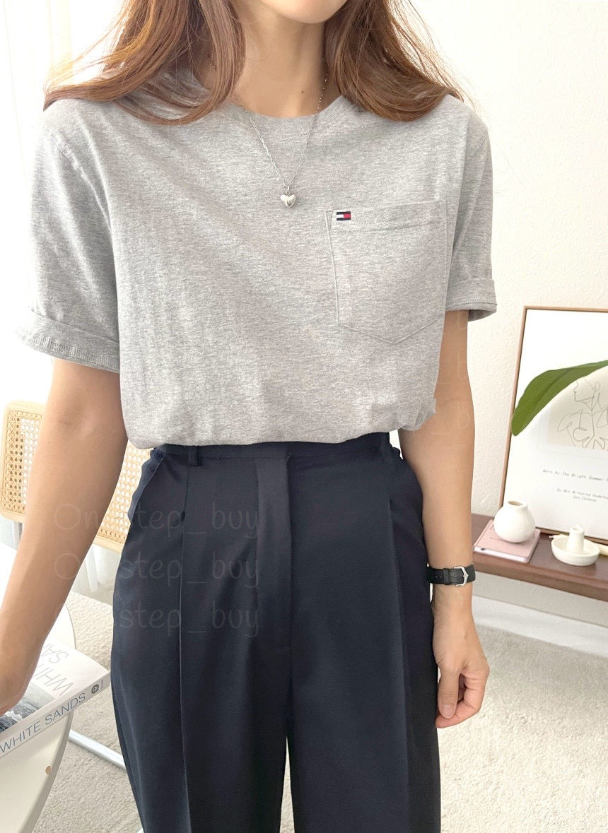 Men Solid Pocket Tee