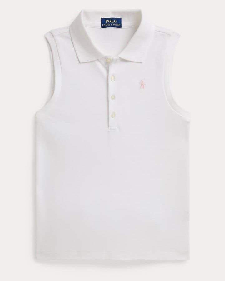 Girls Stretch Mesh Sleeveless Polo Shirt