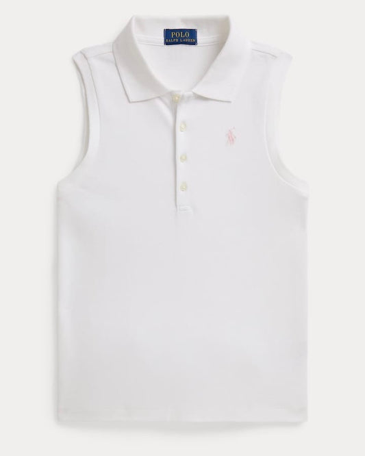 Girls Stretch Mesh Sleeveless Polo Shirt