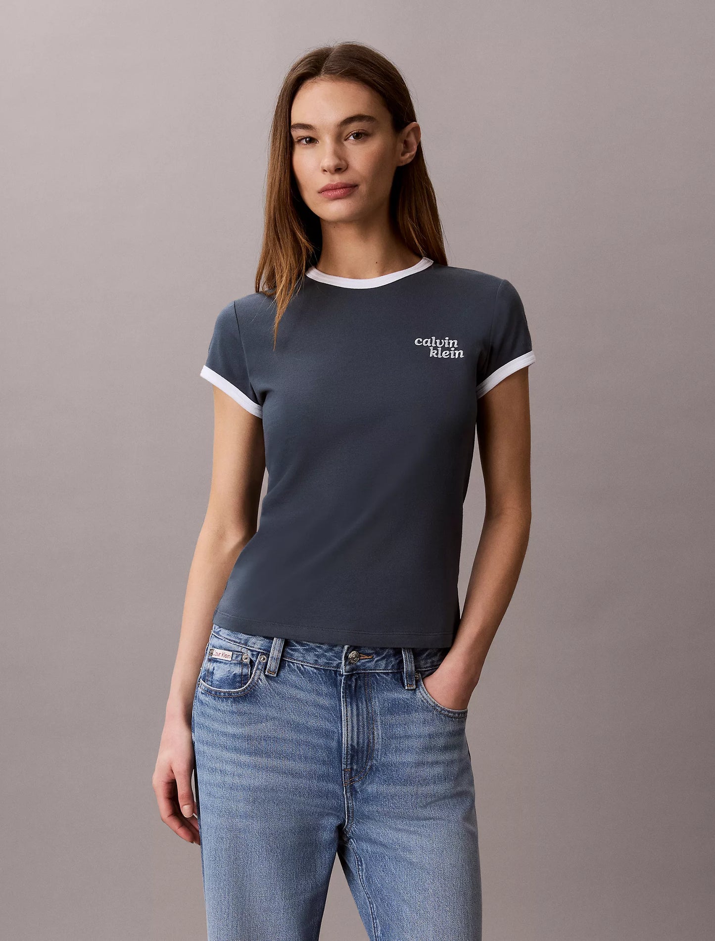 Women 1989 Logo Slim Ringer Tee