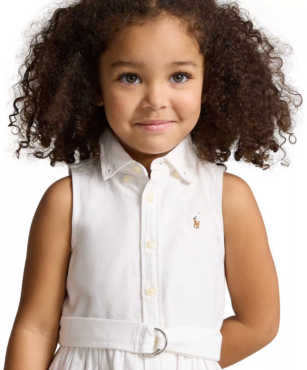 Girls Belted Cotton Oxford Shirtdress