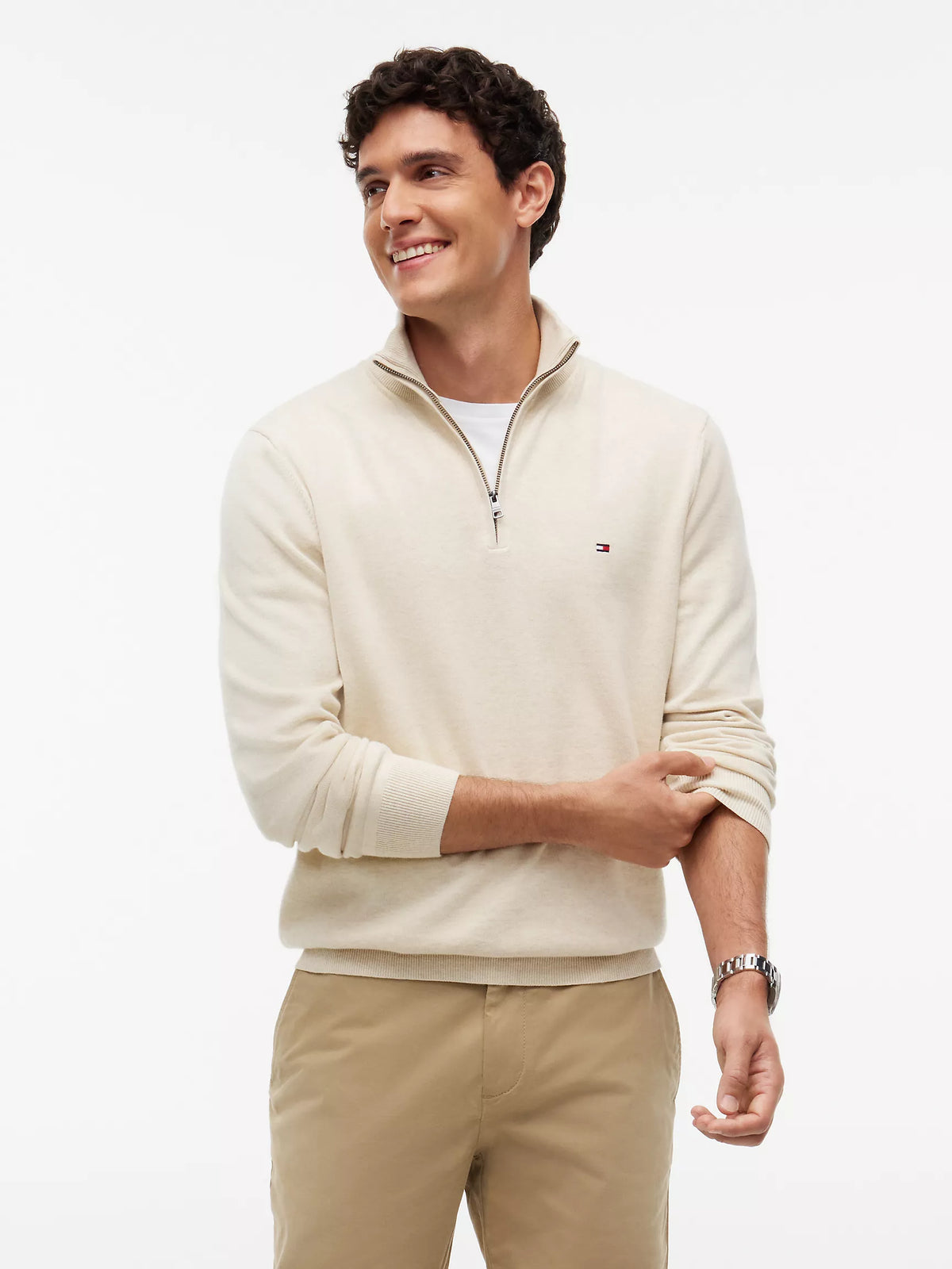 Men Solid Quarter-Zip Sweater