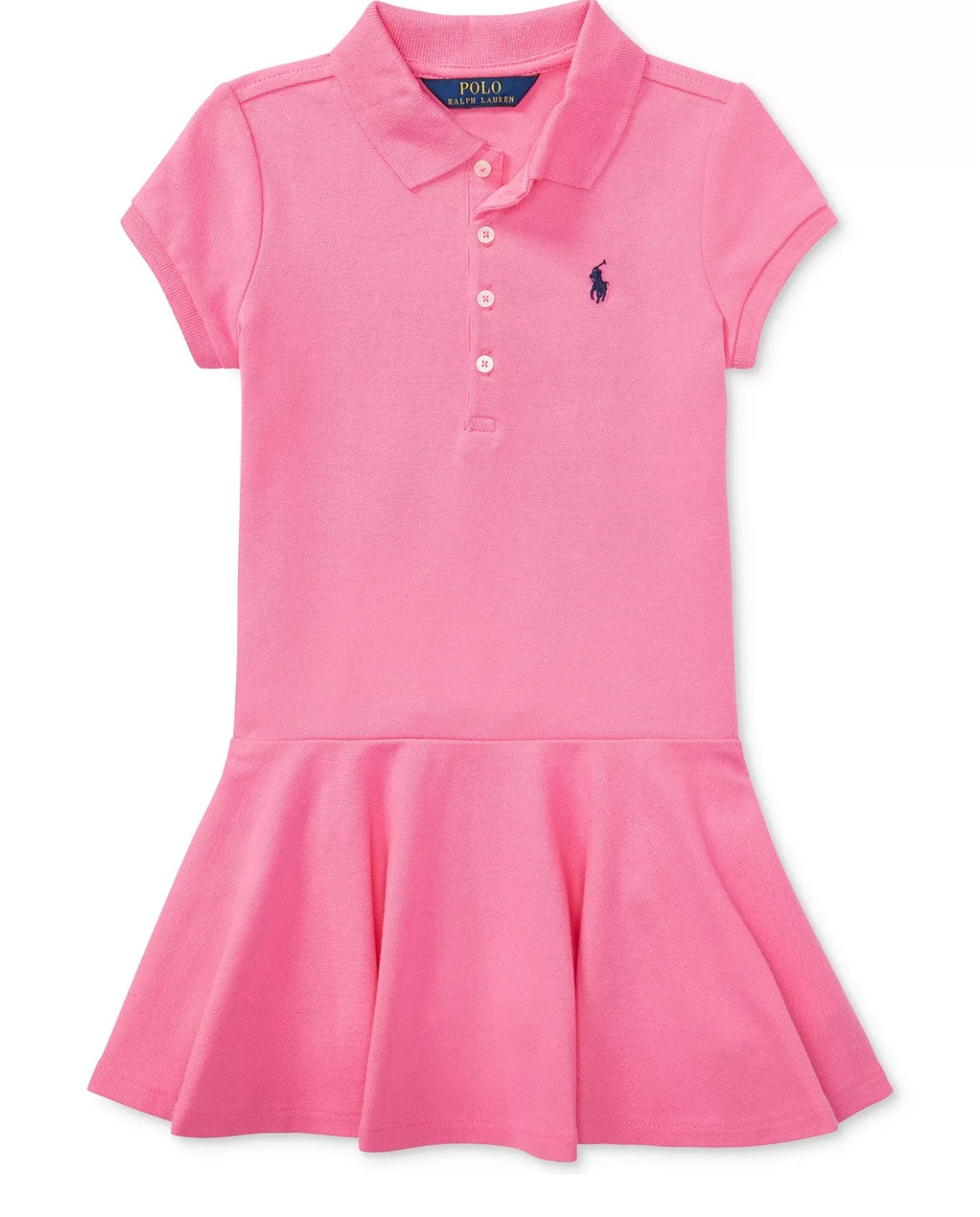 Girls Cotton Mesh Stretch Polo Dress