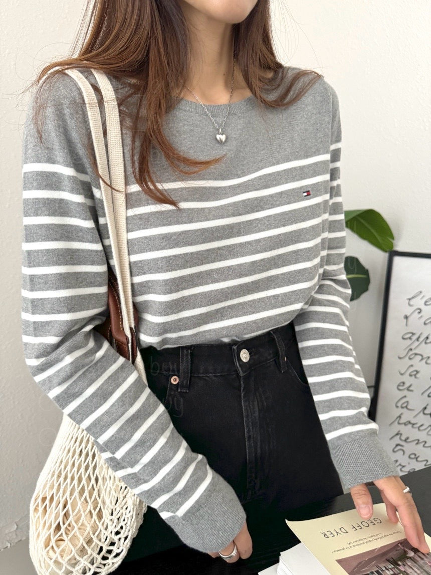 Women Striped Boatneck Sweater