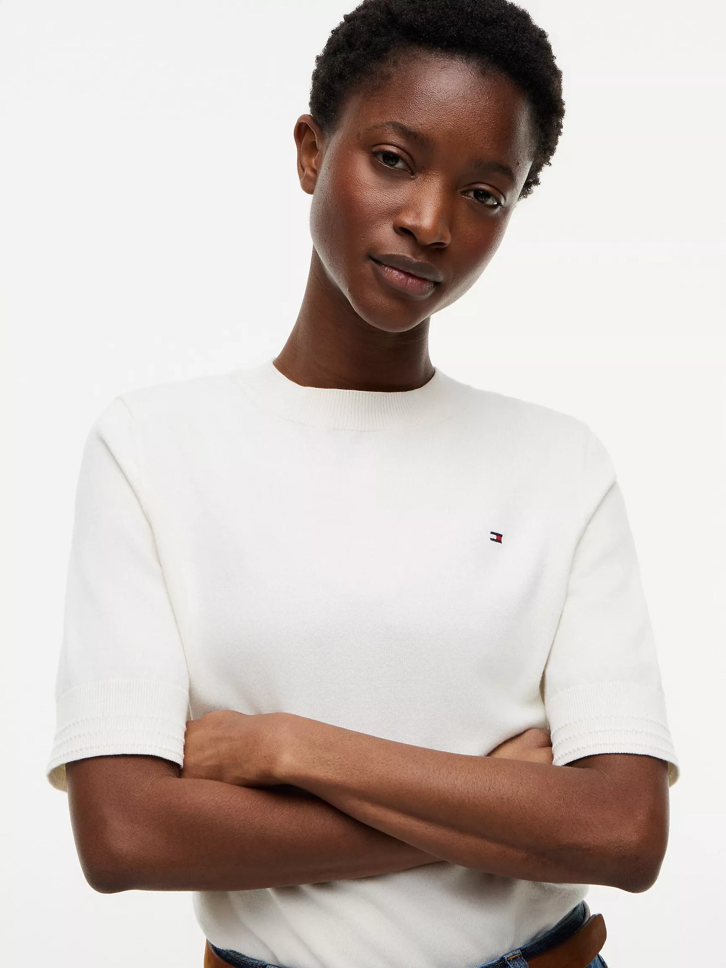 Tommy Short-Sleeve Crewneck Sweater