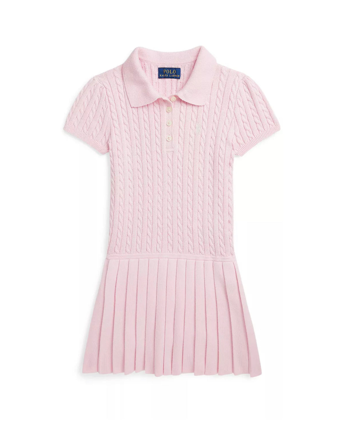 Girls Mini-Cable Cotton-Blend Polo Dress