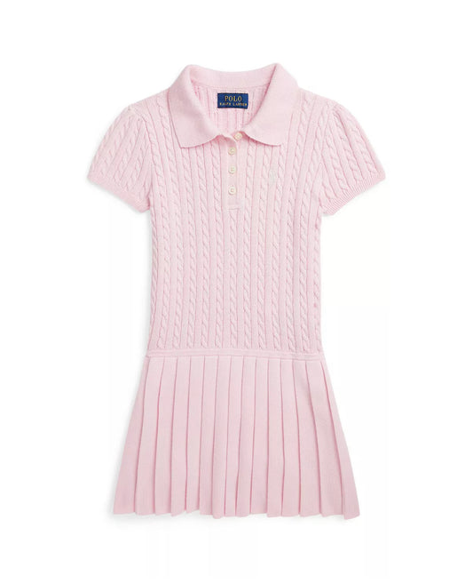 Girls Mini-Cable Cotton-Blend Polo Dress