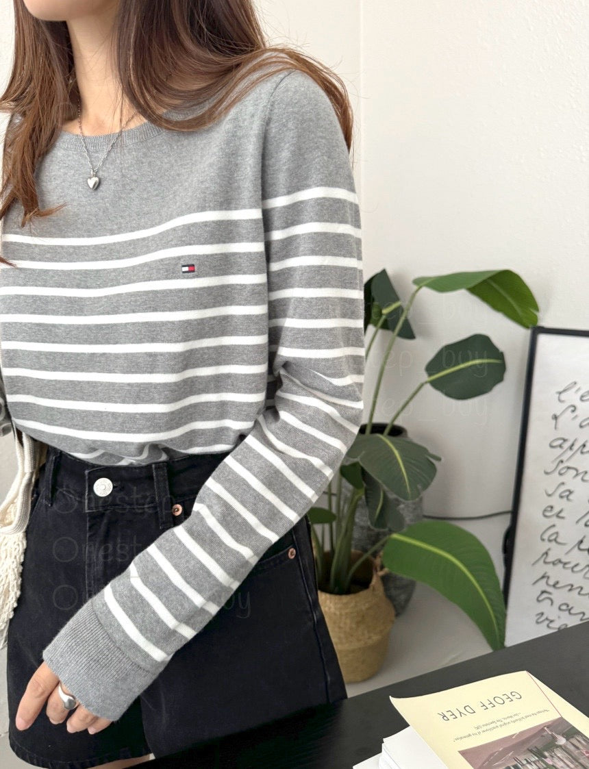 Women Striped Boatneck Sweater