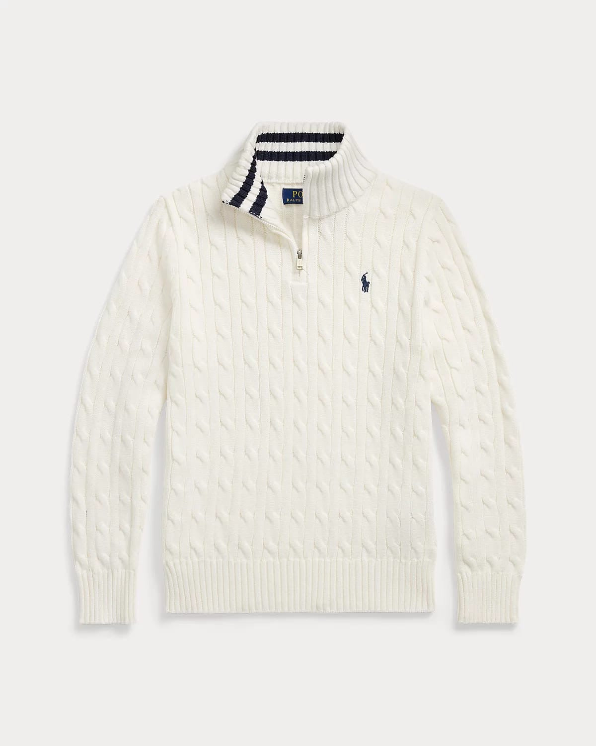 Big Boys Cable-Knit Cotton Quarter-Zip Sweater