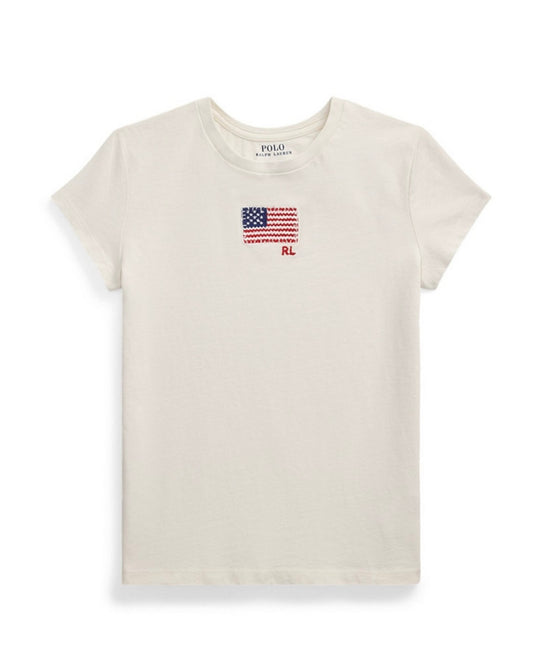 Big Girls Flag-Appliqué Jersey Tee