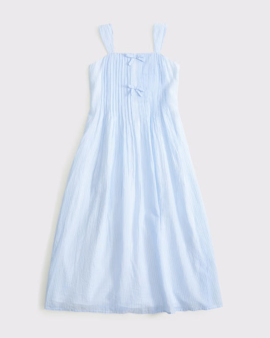 Girls Bow Pleated Maxi Dress