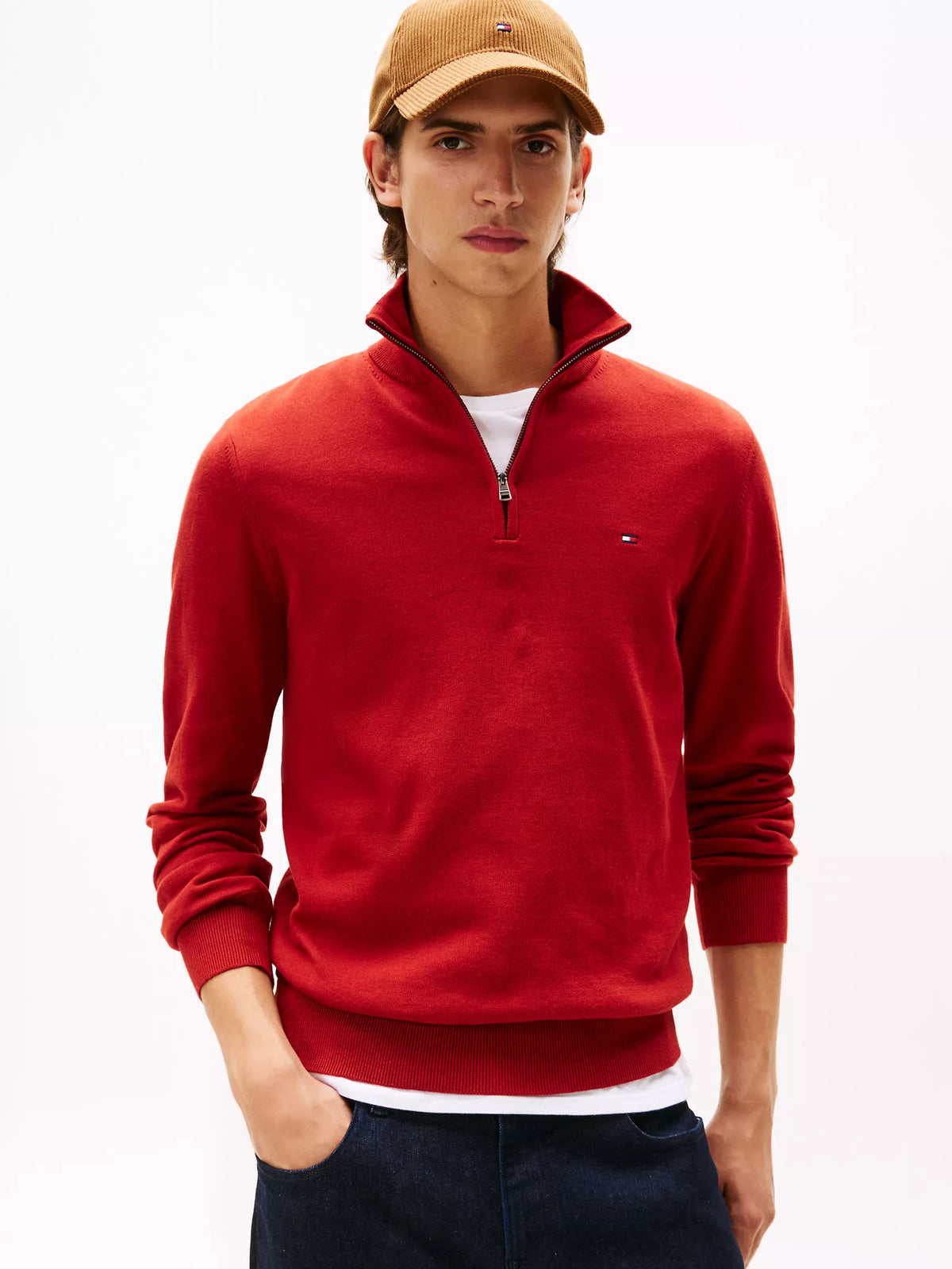 Men Solid Quarter-Zip Sweater