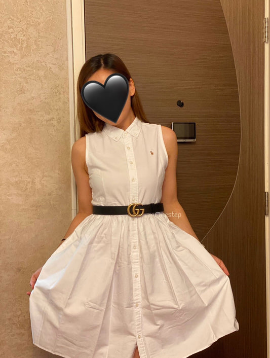 Girls Belted Cotton Oxford Shirtdress