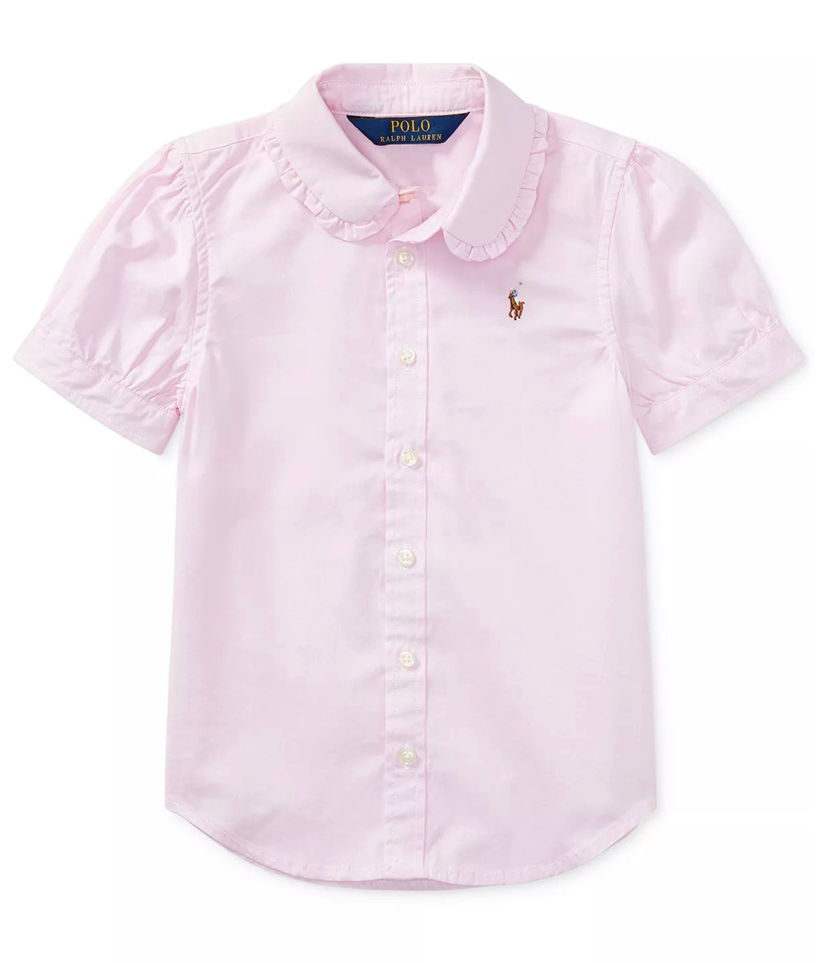 Girls Short Sleeve Solid Oxford Top