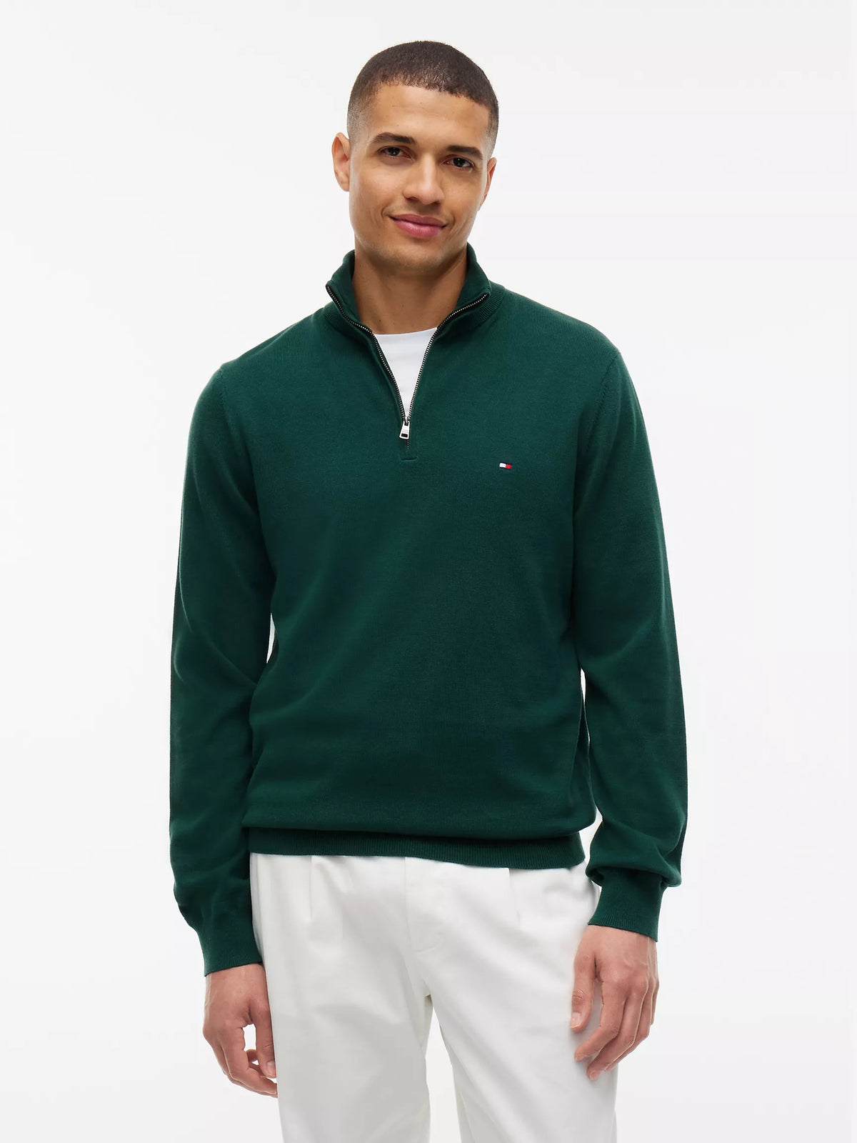 Men Solid Quarter-Zip Sweater