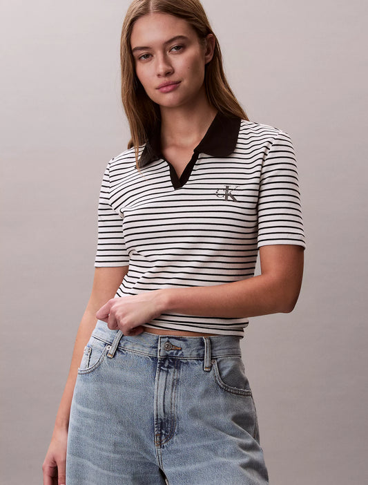 Women Monologo Stripe Rib Polo